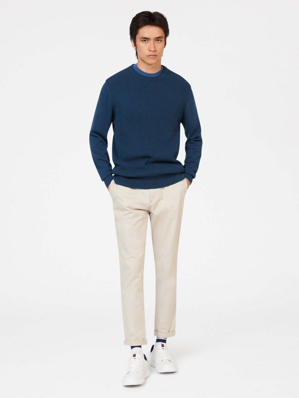 Knitwear Ben Sherman Textured Crewneck Indigo | PXE-53877190